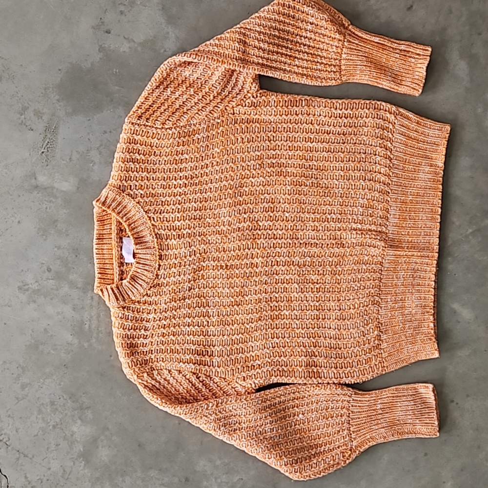 Chunky waffle knit orange peach white  medium Pink Rose